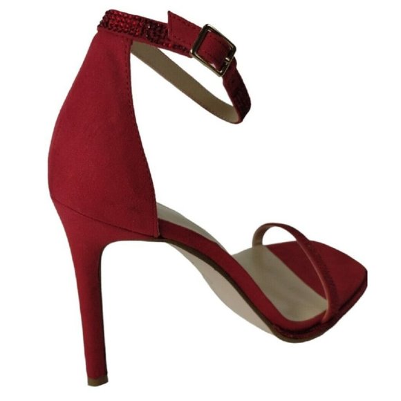 Jessica Simpson Womens 8.5 Ostey Red Rhinestones Ankle Strap 4 inch Heels New - Picture 12 of 16